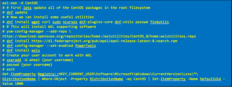 CentOS Linux Version 8 On Windows Subsystem for Linux