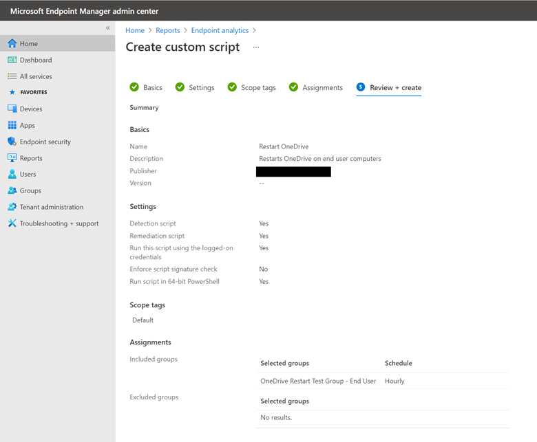 OneDrive Reset - Create Custom Script 5