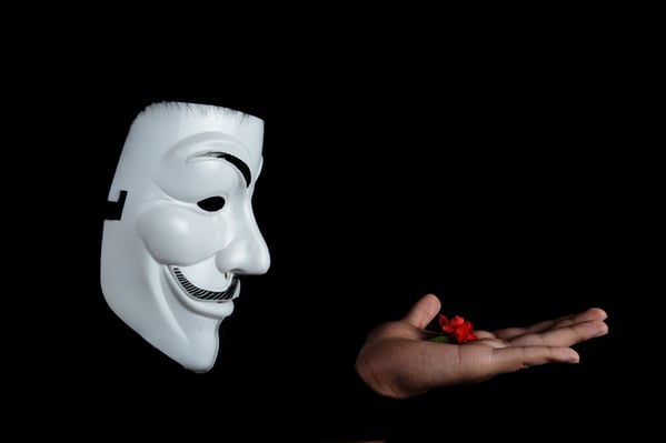 photo-of-guy-fawkes-mask-with-red-flower-on-top-on-hand-38275